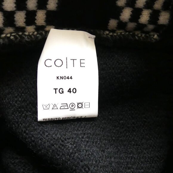 COTE Black White Button Down Camilla Cardigan Check Knit Sweater USA Size Small - Picture 6 of 11